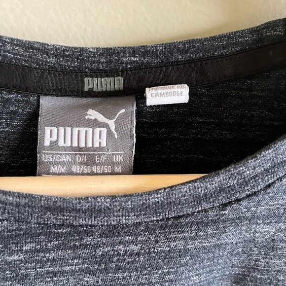 PUMA Men's Heather‎ Gray T-Shirt Logo Short Sleeve Top Size M Athletic Crewneck - Picture 2 of 3